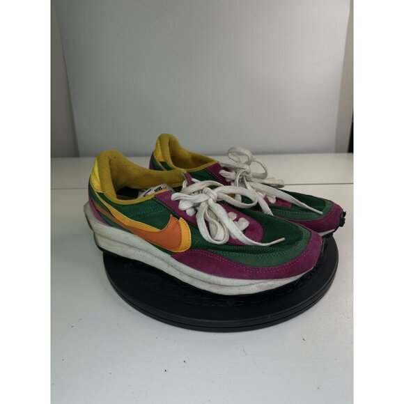 Nike Sacai LD Waffle Shoes Mens 8 Pink Green Mesh Suede Retro BV0073-301